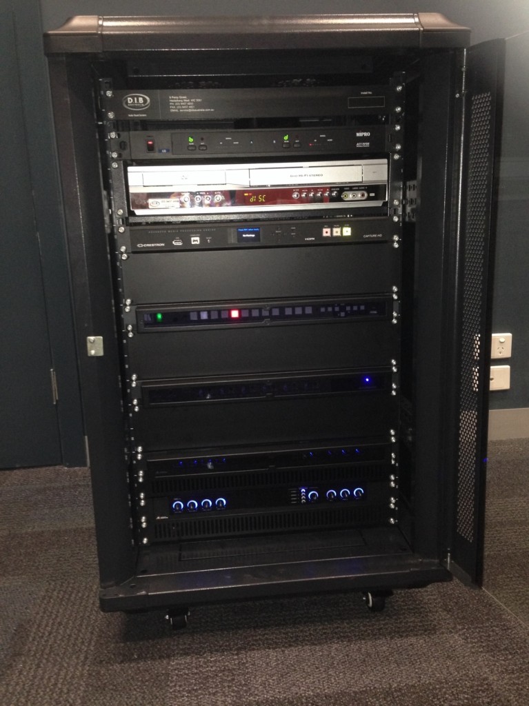 Lecture Theatre Capture system AV rack